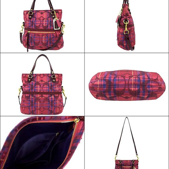 Like New Rare Coach Poppy Tartan Foldover Shoulder Bag or Cossbody Bag Purse - Picture 6 of 16
